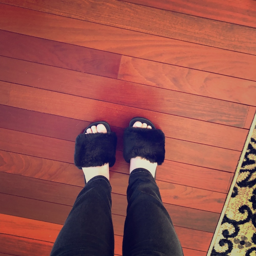 Jeffrey Campbell limited edition fuzzy slides